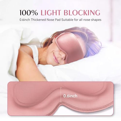 Weighted Eye Mask - 3D Contoured Sleep Masks for Women Men, Blackout Sleeping Eye Mask for Travel, Meditation, Airplane, Memory Foam, Adjustable Strap Pink Black - color: Black Pink