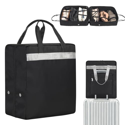 ZHIERNA Shoe Bags for Travel with Handle, Travel Shoe Bags for Packing, Portable Shoes Storage Bag Organizer, Travel Luggage Shoe Bag for Women Men Holds 6 Pair of Shoes (Black) - color: Black