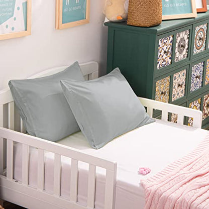 NTBAY Egyptian Cotton Toddler Pillowcases - Set of 2 - Travel Pillow Cases - 500 Thread Count Cotton 13x18 Pillow Covers - Envelope Closure Nursery Pillowcases, 13x18 Inches, Light Grey - color: Light Grey