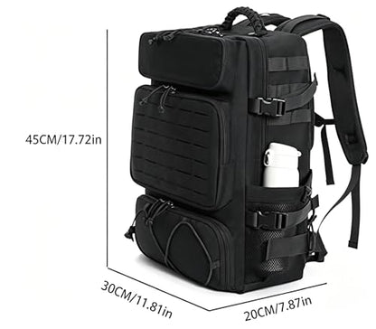 Tactical Backpack for Men, 35L Travel Military Backpack with Shoe Compartment, 1000D Water Resistant Molle Army Tactical Gear Assault Pack Bag Rucksack for Outdoor Survival Hiking Gym, Black - color: Black 35l