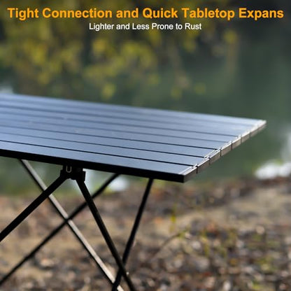 Foldable Camping Side Table, Ultralight Small Beach Aluminum, Portable Outdoor Table with Carry Bag and Storage for Picnic, Grill, Hiking, Fishing, Sand, Camping, Black - size: 16‘’ Small