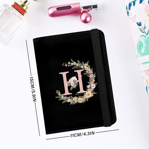 Cute Passport Holder and Holder Combo Passport Cover with RFID Blocking Women Men Compatible Wallet Credit Card Protector (Black-H) - color: Black-H