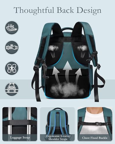 Coolife Luggage Sets 3 Piece, 20In Carry On Luggage with Spinner Wheels PC Hardside Suitcase Set with Travel Backpack (Teal blue, Backpack/TB/20) - color: Teal blue, size: 3 Piece Set (Backpack/TB/20in)