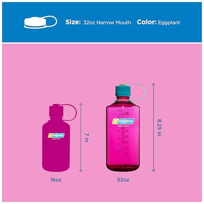 Nalgene 32 oz Narrow Mouth Water Bottle | BPA-Free, Durable & Leak Proof, Lightweight Bottle for Hiking, Gym & Travel, Eggplant - color: Eggplant, size: 32 Ounces