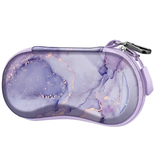 FINTIE Sunglasses Case, Hard EVA Shell Shockproof Sport Glasses Case with Metal Carabiner Travel Zipper Eyeglasses Holder - color: Z-lilac Marble