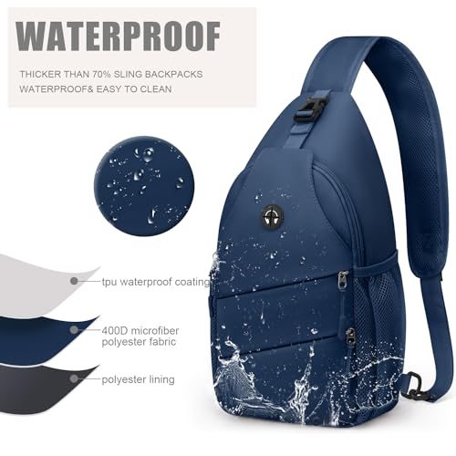 Pritent Crossbody Bags for Women Men Trendy Sling Bag Backpack Casual Chest Bag with Convertible Shoulder Strap - color: Navy Blue, size: Medium