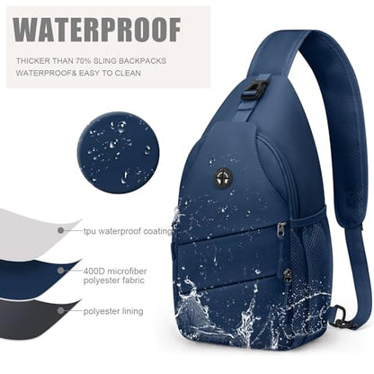 Pritent Crossbody Bags for Women Men Trendy Sling Bag Backpack Casual Chest Bag with Convertible Shoulder Strap - color: Navy Blue, size: Medium