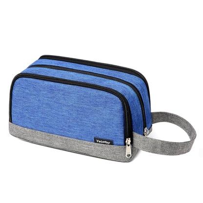 Yeiotsy Men's Travel Toiletry Bag – Small Dopp Kit with Mesh Pockets & 3 Compartments, Durable Shaving Organizer for Gym, Camping & Weekend Trips - color: Blue