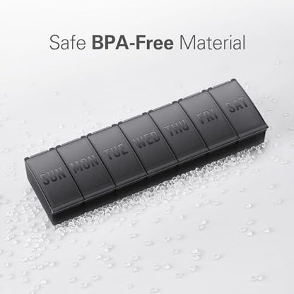 Barhon Pill Organizer Large, Weekly Medicine Pill Organizers, 7 Day Pills Box Case Travel for Big Vitamin Supplements Fish Oil, Black - color: Black
