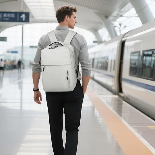 Lightweight Commute Backpack for Men & Women, Water-Resistant Travel Daypack with 15.6-Inch Laptop Compartment & Anti-Theft Pockets, Cloud Gray - color: Cloud Gray