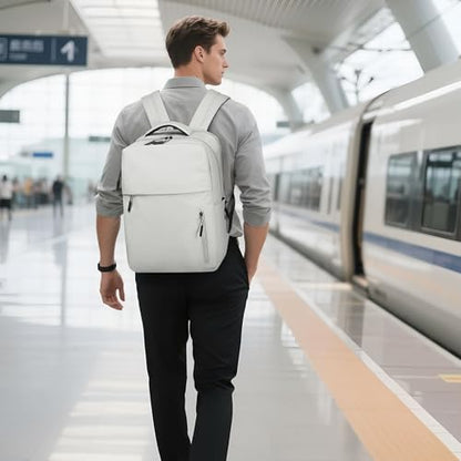 Lightweight Commute Backpack for Men & Women, Water-Resistant Travel Daypack with 15.6-Inch Laptop Compartment & Anti-Theft Pockets, Cloud Gray - color: Cloud Gray