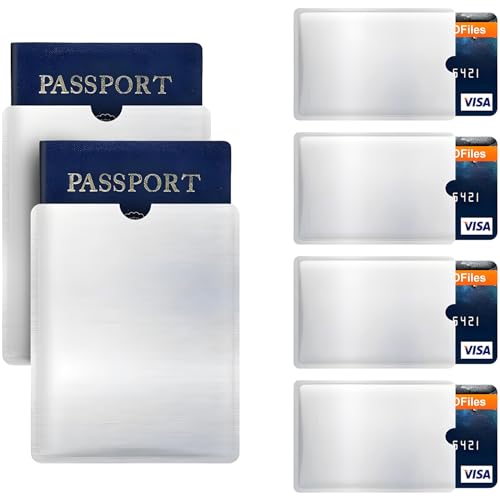 RFID Blocking Sleeve Anti Theft 4 Credit Card & 2 Passport Holder Wallet Pocket
