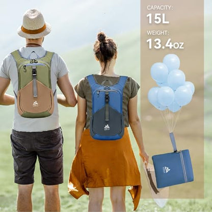 15L Small Hiking Backpack for Men Women Lightweight Packable Backpack Foldable Casual Daypack for Camping Travel Outdoor, Dark Blue - color: Dark Blue