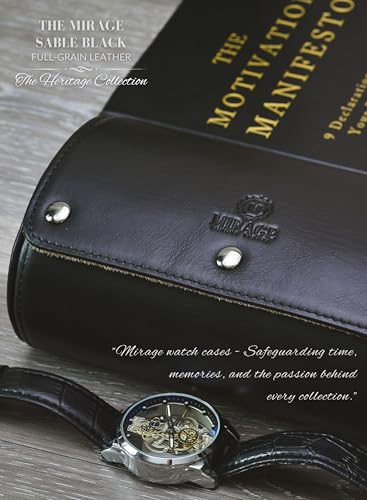 2 Watch Roll Travel Case – Leather Watch Holder Case for Travel - Black Full Grain Cow Leather (Beige Interior) - color: Saffiano Real Leather/2 watches roll
