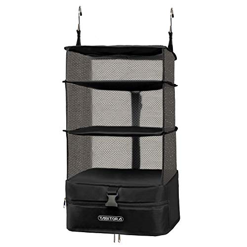 TABITORA Portable Hanging Travel Shelves Bag Packing Cube Organizer Suitcase Storage Large Capacity - color: Black, size: Large