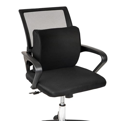 Mind Reader Lumbar Support Pillow with Air-Cloud Technology, Office Chair Back Cushion, Memory Foam, Black
