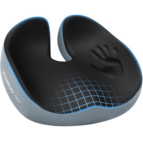 HUANUO Seat Cushion for Office Chair, Extra Large Memory Foam Cushion for Office Chair,Car & Wheelchair - Sciatica & Tailbone Pain Relief for Long Sitting, Ergonomic Design with Anti-Slip Bottom