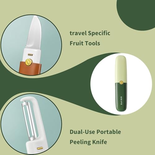 2 in 1 Stainless Steel Fruit & Vegetable Knife, Dual-Use Portable Peeling Knife, Kitchen and travel Specific Fruit Tools (Orange)