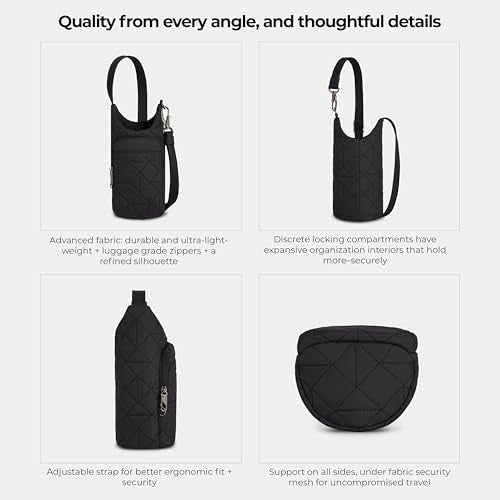 Travelon Anti-Theft Boho Insulated Water Bottle Tote - color: Black