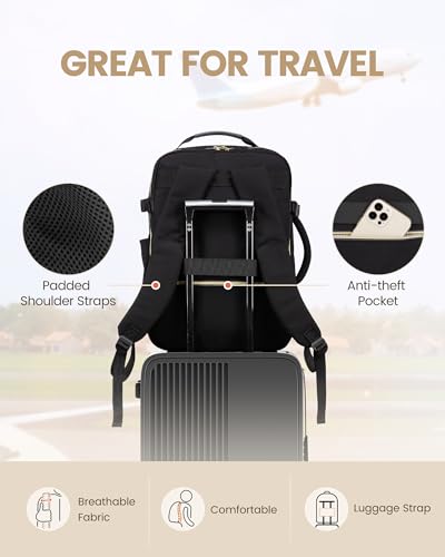 LOVEVOOK 50L Travel Backpack for Women Men,Waterproof Airline Approved Carry On Luggage Travel Essentials,TSA Carry On Backpack Personal Item Travel Bag Suitcase Weekender Traveling with Packing Cubes - color: Black-grey-backpack