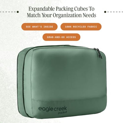 Eagle Creek Pack-It Reveal Expansion Cube - Adjustable Storage Expansion Cube for Travel - Durable Compression Zipper - Water-Resistant - Sustainable - Large - Willow Green - color: Willow Green