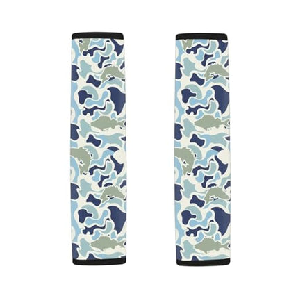 2pcs Car Seat Belt Cover Pads Soft Anti-Slip Blue Fish Camo Shoulder Strap Protects Universal Fit for All Cars and Backpack for a More, Easy to Install - color: Blue Fish Camo