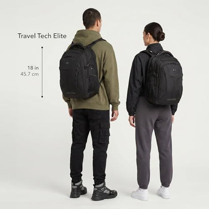 SwissGear Travel Tech Elite Laptop Backpack – Fits Laptops up to 16” – ScanSmart TSA-Friendly Backpack with USB Port, Shoe Compartment & Organizer Pockets – Heather Grey - color: Heather Grey, style: Travel Tech Elite