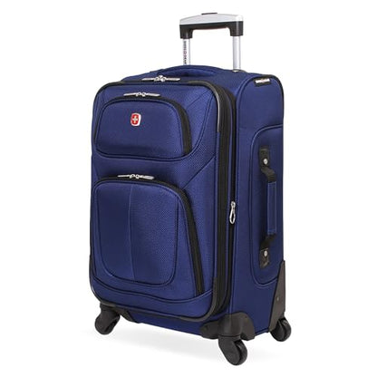 SWISSGEAR Sion Softside Expandable Spinner Luggage Durable Lightweight Travel Suitcase, Blue, Carry-On - color: Blue, size: Carry-On