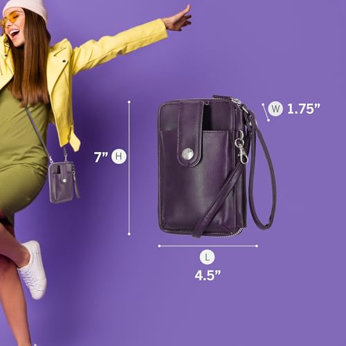 Mundi Jacqui RFID Crossbody Wallet for Women, Vegan Leather Small Travel Handbag with Phone Holder, Compact Organizer with Card Slots and Removable Strap, Vacation Purse in Birch - color: Birch