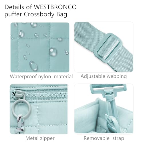 Quilted Crossbody Bags for Women,Puffer Weekender Overnight Bag,Purse Handbag Organizer,Small Tote Bags Shoulder Bag - color: Ice Blue