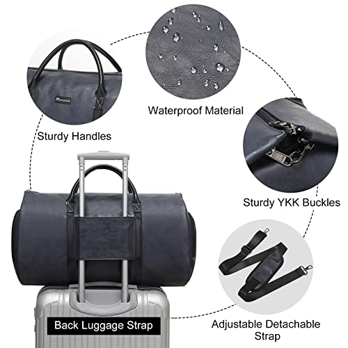 Modoker Convertible Leather Garment Bag, Carry on Garment Bags for Travel, Garment Duffel Bag, Gifts for Men Women Business Waterproof Suitcase Suit Travel Bags, Blue - color: C-Blue