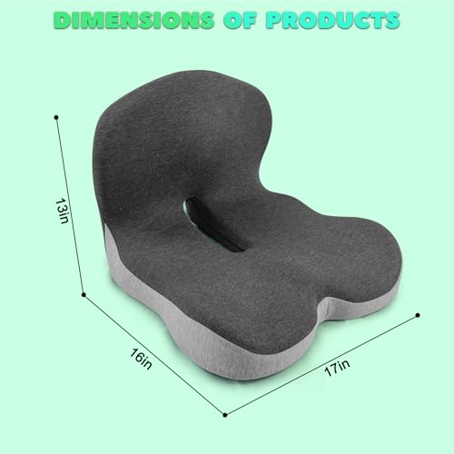 Buttocks Cushion for Office Chair Memory Foam Seat Pad for Butt Support Tailbone Relief Ergonomic Chair Cushion for Home Car Travel or Work (Classic Black) - color: Classic Black