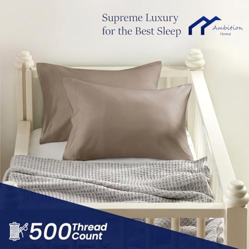 Toddler Travel Small Pillow Cases 12x16 Inch Taupe Zipper Closure Pack of 2, Travel Pillowcase 500 Thread Count 100% Cotton Toddler Small Pillow Cases 12x16 Inch, Taupe - color: Taupe, size: Toddler 12x16
