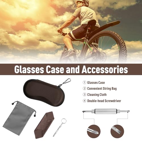 FINTIE Sunglasses Case, Hard EVA Shell Shockproof Sport Glasses Case with Metal Carabiner Travel Zipper Eyeglasses Holder - color: Brown