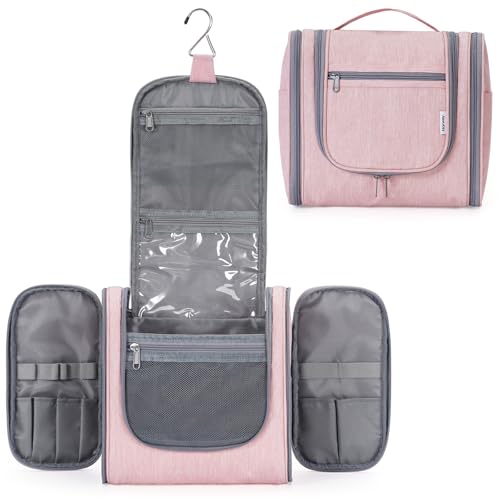 Narwey Hanging Toiletry Bag for Women Travel Makeup Bag Organizer Toiletries Bag for Cosmetics Essentials Accessories(Large, Pink) - color: AE-Pink, size: Large