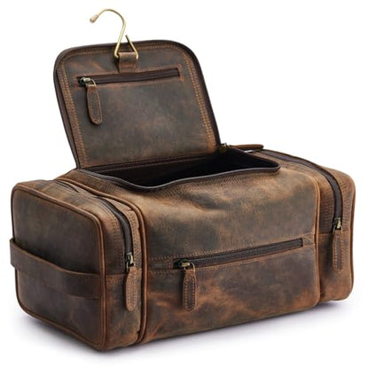 NomadCraftsCo. Extra Large Leather Toiletry Bag for Men - Premium Leather Men's Toiletry Bag for Travel, Dopp Kit, Pouch, Large Travel Organizer - size: Extra Large