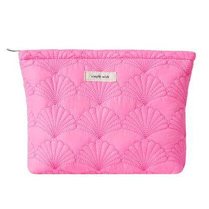 RSRSLEII Quilted Cotton Coquette Makeup bag, Coastal Granddaughter Aesthetic Cosmetic Bag, Cute Seashell Portable Travel Toiletry Pouch (10 Hot Pink) - color: 10 Hot Pink