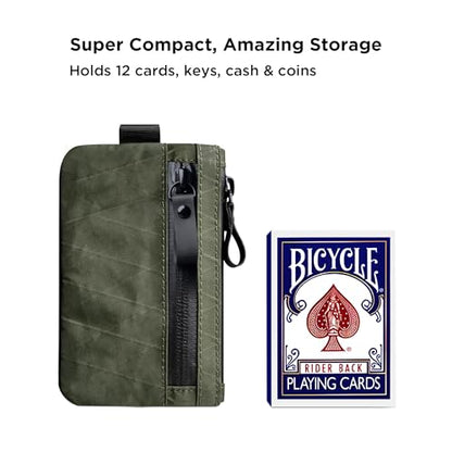 ALPAKA Zip Pouch Dark Green X-Pac- RFID-Blocking Small Cash and Card Zip Wallet with Carbon Neutral, Weatherproof Fabrics, YKK Zipper, EDC Pouch for Men Travel - color: Dark Green