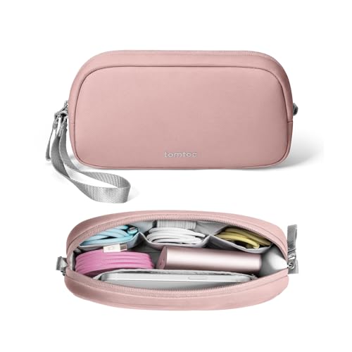 tomtoc Electronics Organizer Travel Case, Water Resistant Travel Bag Cable Organizer for Essentials, Tech Pouch Accessories Carry Storage for Cord, Phone, Cables, Airpods, USB Flash Drive, Daily Items - color: Pink, size: Small