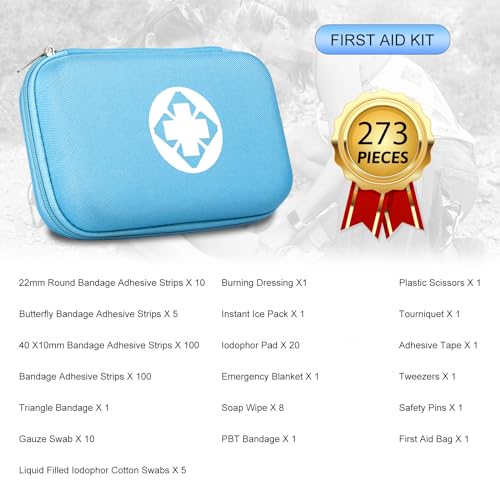Small-Waterproof Car First-Aid Kit Emergency-Kit - Blue 273Piece Camping Equipment for Camping Hiking Home Travel YIDERBO - style: Blue-273Pcs