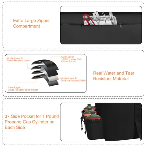 Grill Carry Bag for Weber Q1000 Q1200 Liquid Propane Grill, 1680D Heavy Duty Water Resistant Outdoor BBQ Grill Bag, with Multi-pockets and Padded Handle