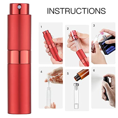 LISAPACK 8ML Atomizer Perfume Spray Bottle for Travel, Empty Refillable Cologne Dispenser, Portable Sprayer (Red) - color: Red
