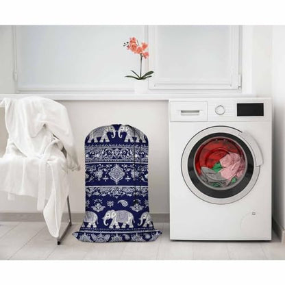 Swono Elephant Laundry Bag Large Heavy Duty Laundry Backpack with Adjustable Drawstring Closure Tribal Ethnic Animal Paisley Flower Lotus Laundry Hamper for Traveling Dirty Clothes Organizer - color: Elephant