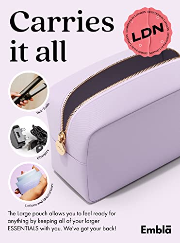 Embla Large Makeup Bag and Waterproof Nylon Travel Toiletry Bag, Large Capacity Cosmetic Zipper Pouch, Lavender - color: Lilac, size: Large