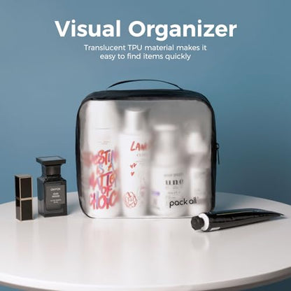 pack all Seamless Clear Toiletry Bag, Tear-resistant Clear Makeup Bag, Water-resistant Travel Packing Organizer for Toiletries, Cosmetics and Accessories (Medium) - style: Medium