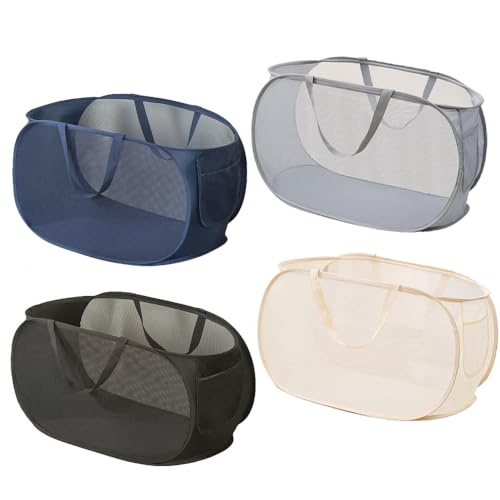 4 Pcs Collapsible Laundry Baskets, Opening Laundry Hamper, Foldable Laundry Basket, Dirty Clothes Basket for Clothes & Home Organization - color: Black/Blue/Beige/Gray