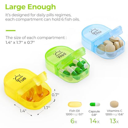 AUVON Pill Box 2 Times a Day, Weekly Pill Organizer AM PM with 7 Daily Pocket Case to Hold Vitamin, Medicine, Medication, and Supplement - color: Clear