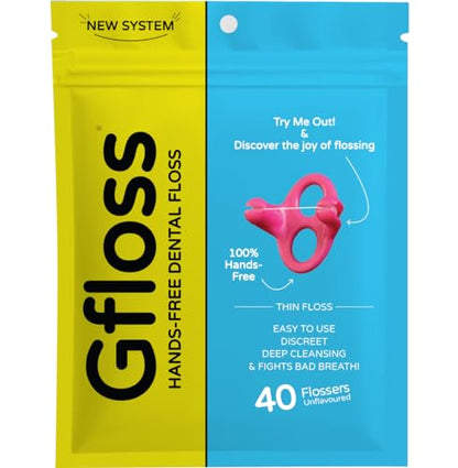 Gfloss Hands-Free Dental Floss - 40 Count - Easy to Use & Discreet Flossers for Adults | Travel Floss | Thin Soft Floss | Unwaxed Unflavored | PFAS-Free Oral Care - size: 40 Count (Pack of 1)