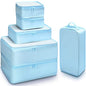 Mossio 6 Set Packing Cubes with Shoe Bag - Lightweight Travel Luggage Suitcase Organizers - color: Sky Blue