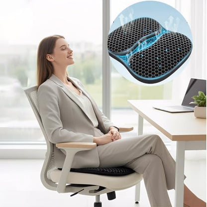 masteymoh Foldable Seat Cushion for Travel, Honeycomb Gel Cushion with Zipper & Handle, Portable Silicone Gel Seat Cushion for Cars, Honeycomb Butt Pillow 15.8 x 13.3 x 1.4 Inches (1 in Black) - color: 1 in Black